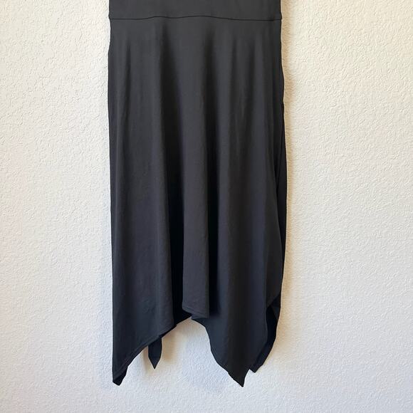 PACT Midi Tank Dress Black Sleeveless Asymmetric Stretch High Low Gothic - Picture 4 of 10